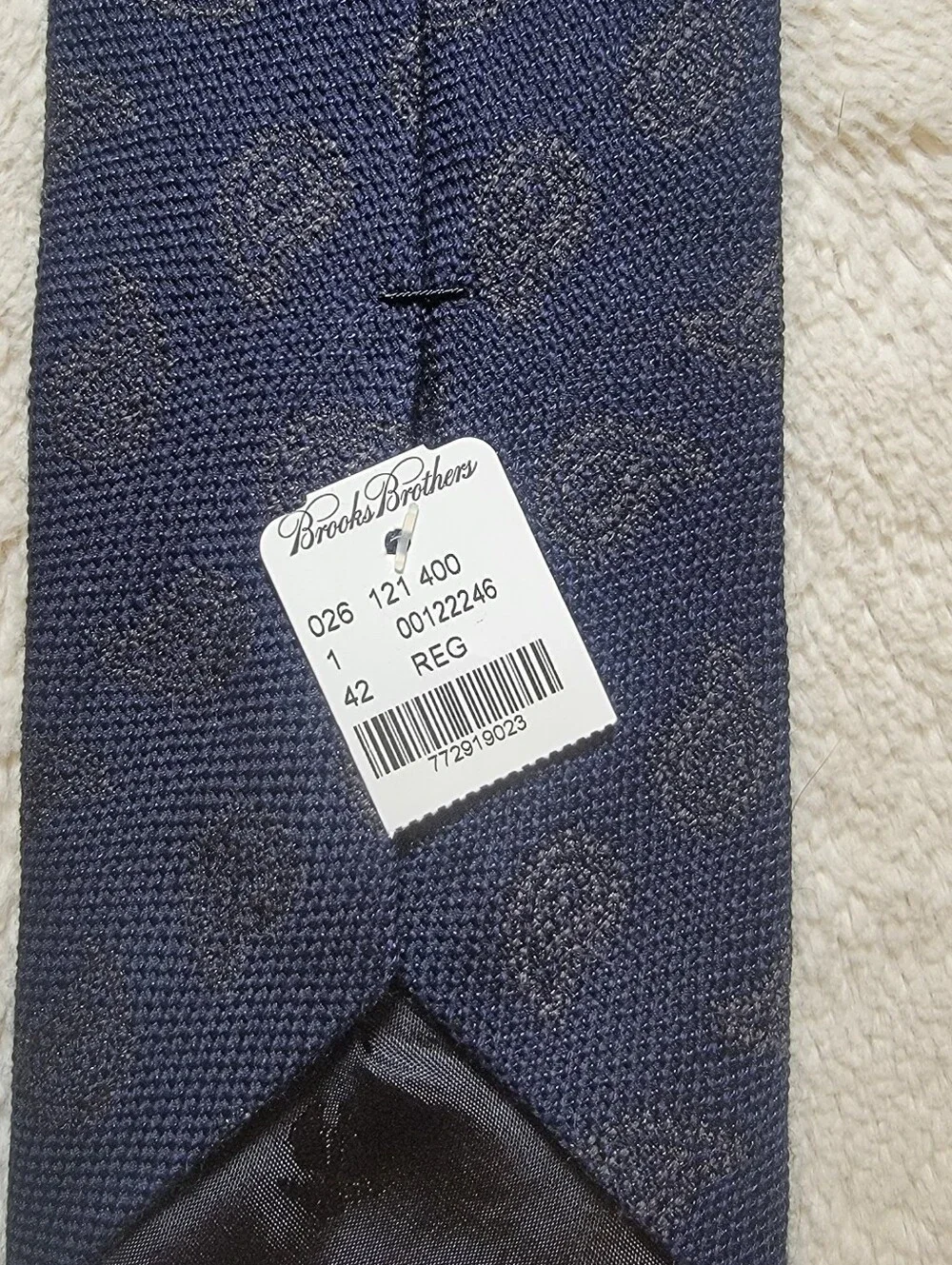 NWT Brooks Brothers Navy Paisley Tie Wool Cotton Silk Made in NY Italian Fabric